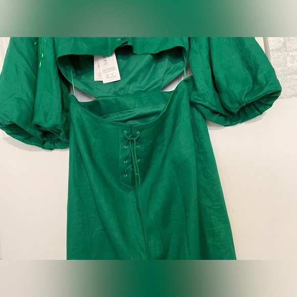 Saloni Neelam floral embroidered cutout linen dress emerald green sz us 12 - Picture 5 of 12